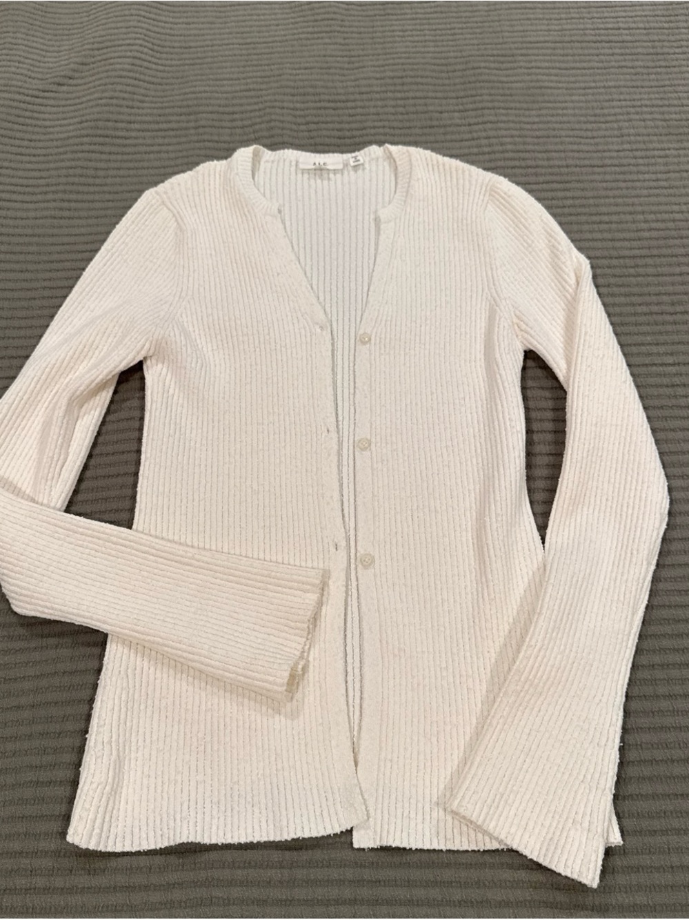 A.L.C. Women's Cream Ribbed Button-Front Cardigan